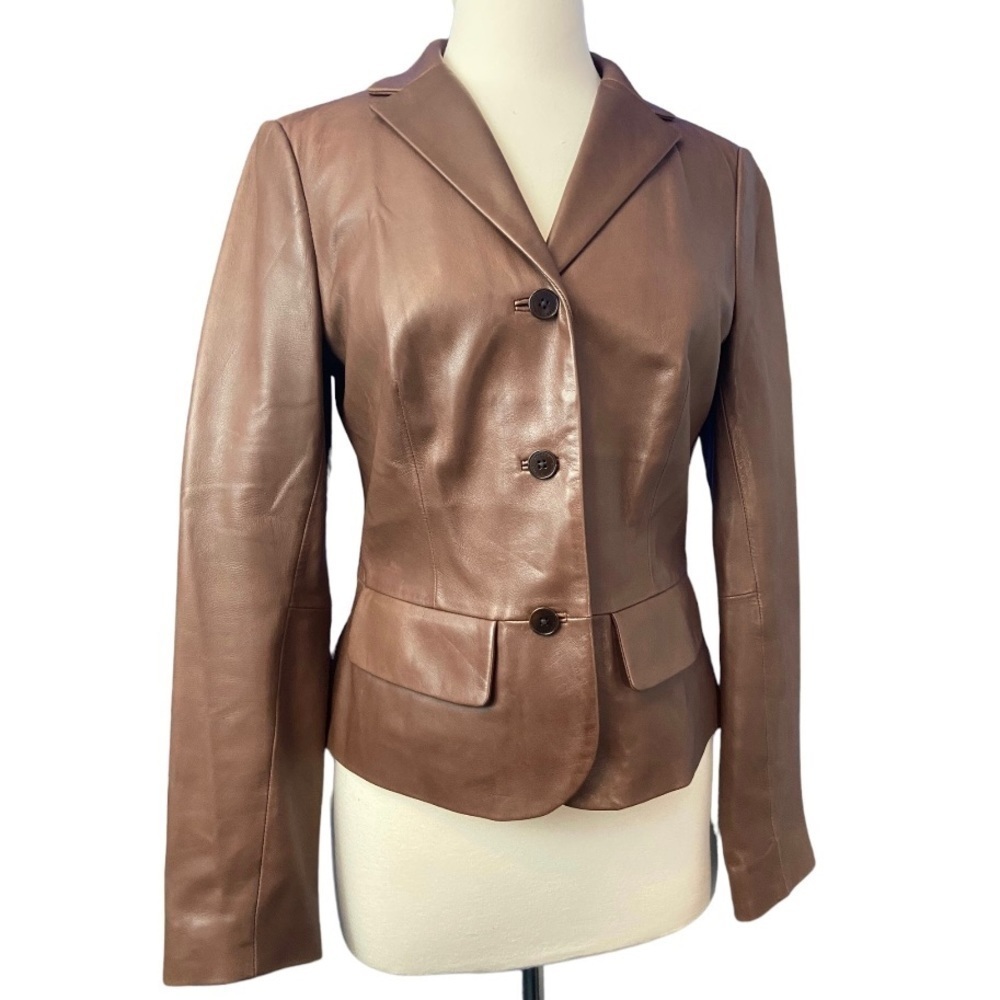 Lauren Ralph Lauren Brown Leather Blazer Jacket